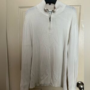 Calvin Klein Men's Cream Zip-Neck Knit Sweater